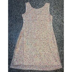 Gianni Bini Womens Multi Color Sequin Beaded Mesh Shift Dress V-Neck Gold S
